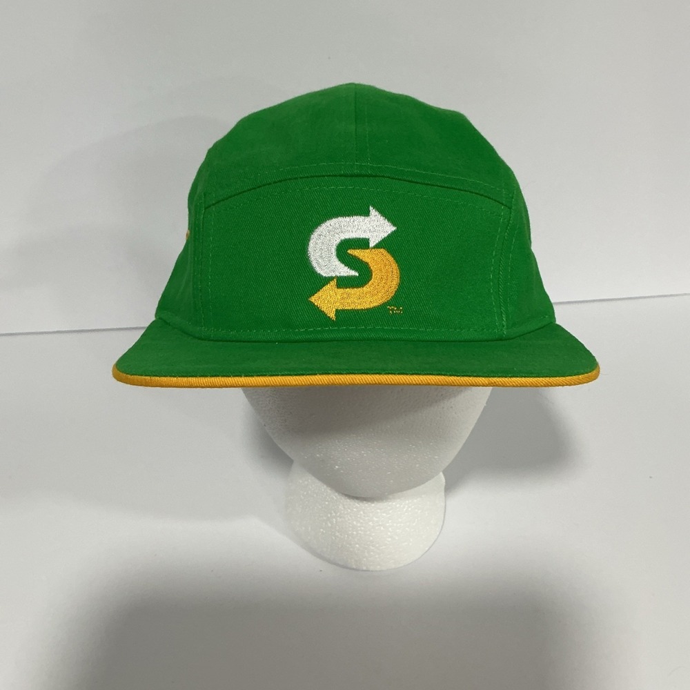 Subway Snapback 5 Panel Cap Green One Size Adjustable Embroidered Cotton